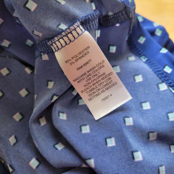 Liz Claiborne Womens Top Extra Large Blue Tiny Squares Poly Blend GEO86E - Picture 8 of 8